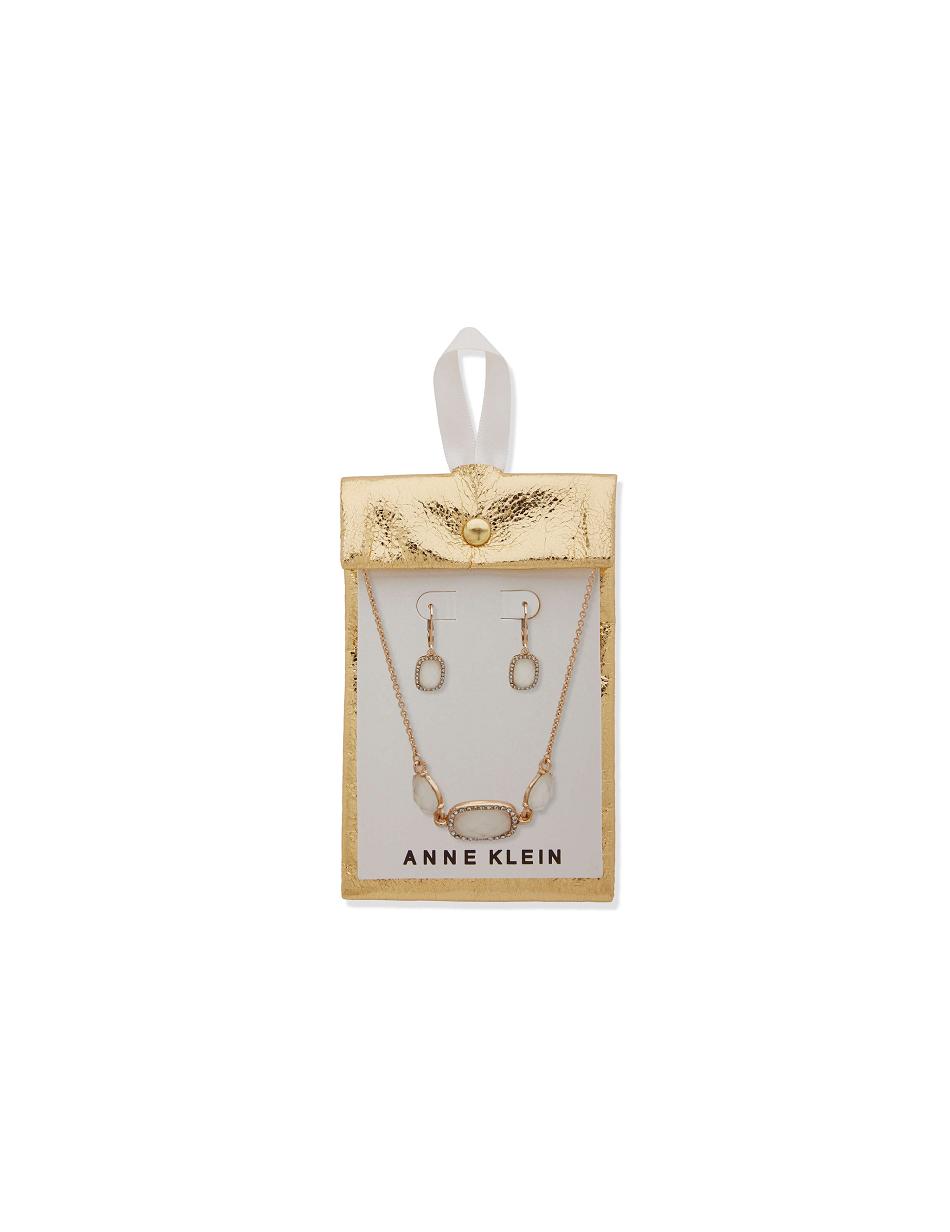 Ensembles de bijoux Anne Klein Mother of Pearl Necklace and Earring in Pouch   | IHF-7549434